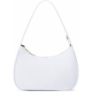 Women Nylon White 1 Imported Polyester Leather Zipper Closure Tote Handbag